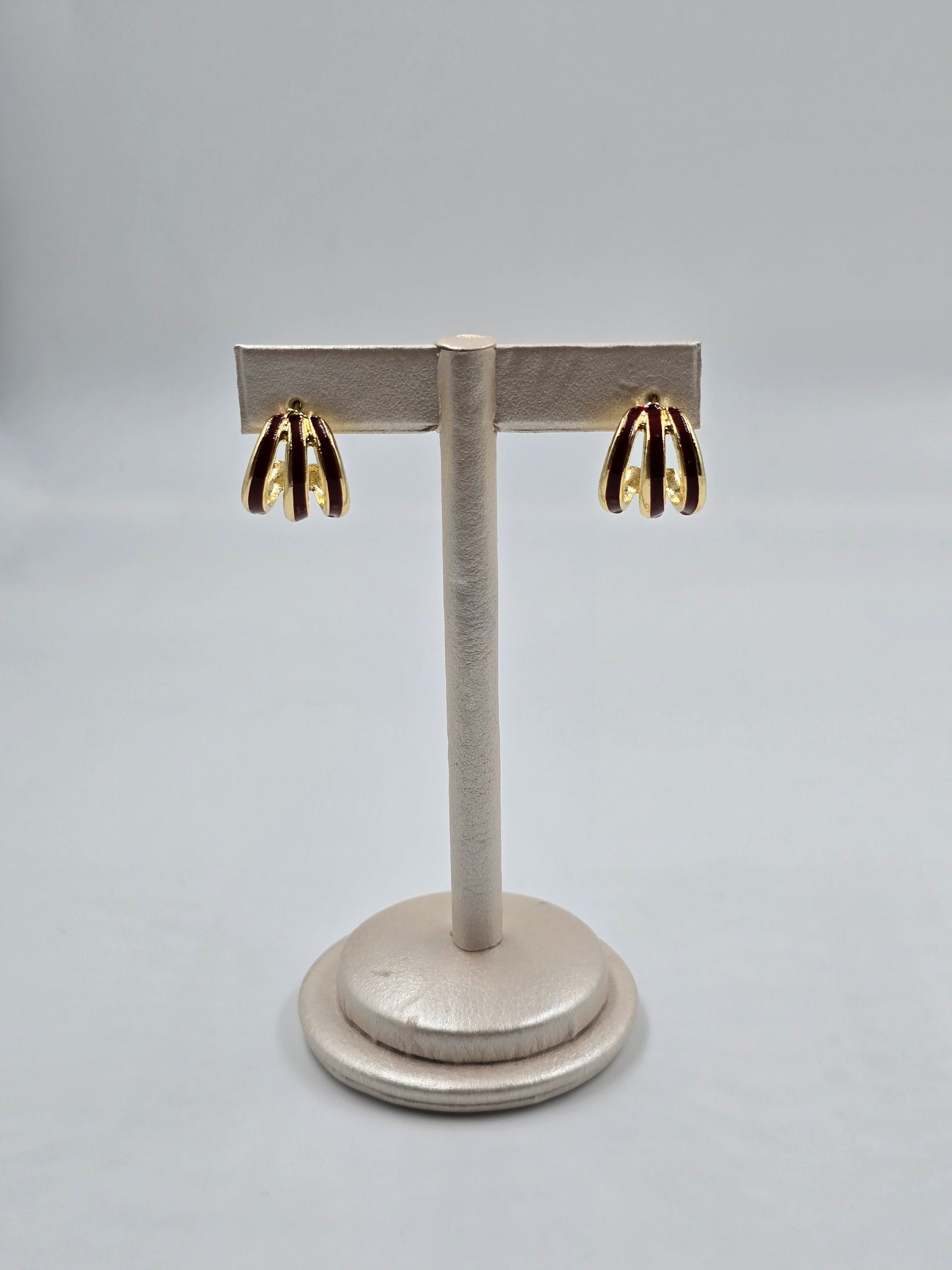 Small Striped Burgundy Stud