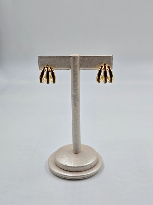 Small Striped Burgundy Stud