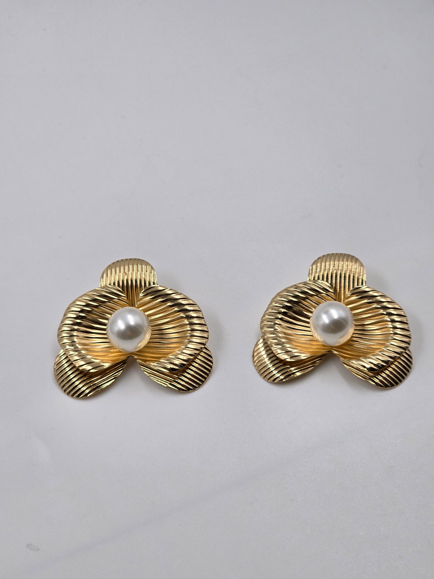 Pair of Floral Earrings with Pearl Centers