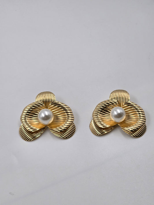 Pair of Floral Earrings with Pearl Centers