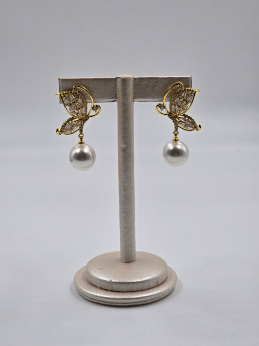 Butterfly with Dangling Pearl