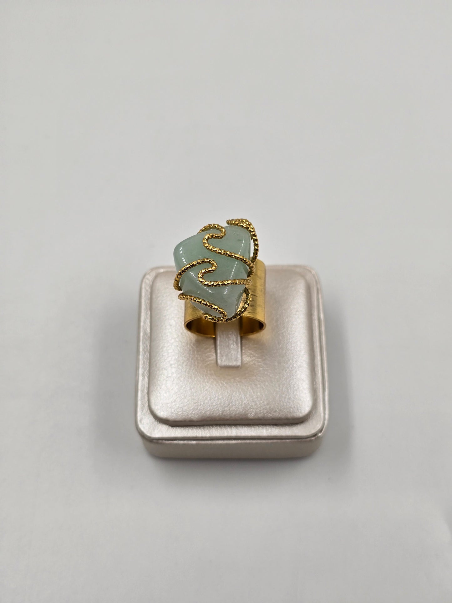Gold Ring with Green Natural Stone