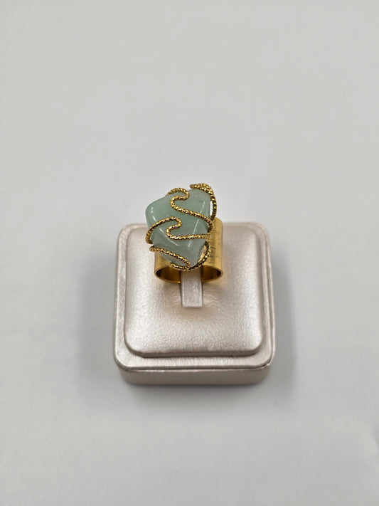 Gold Ring with Green Natural Stone