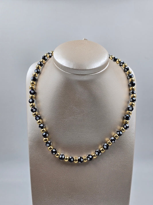 Black and Gold Beaded Necklace