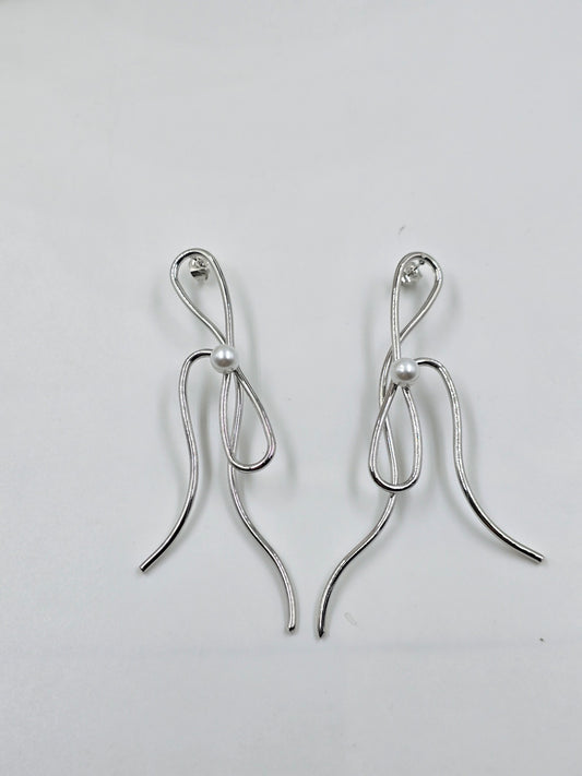 String Earrings with Pearl Beads