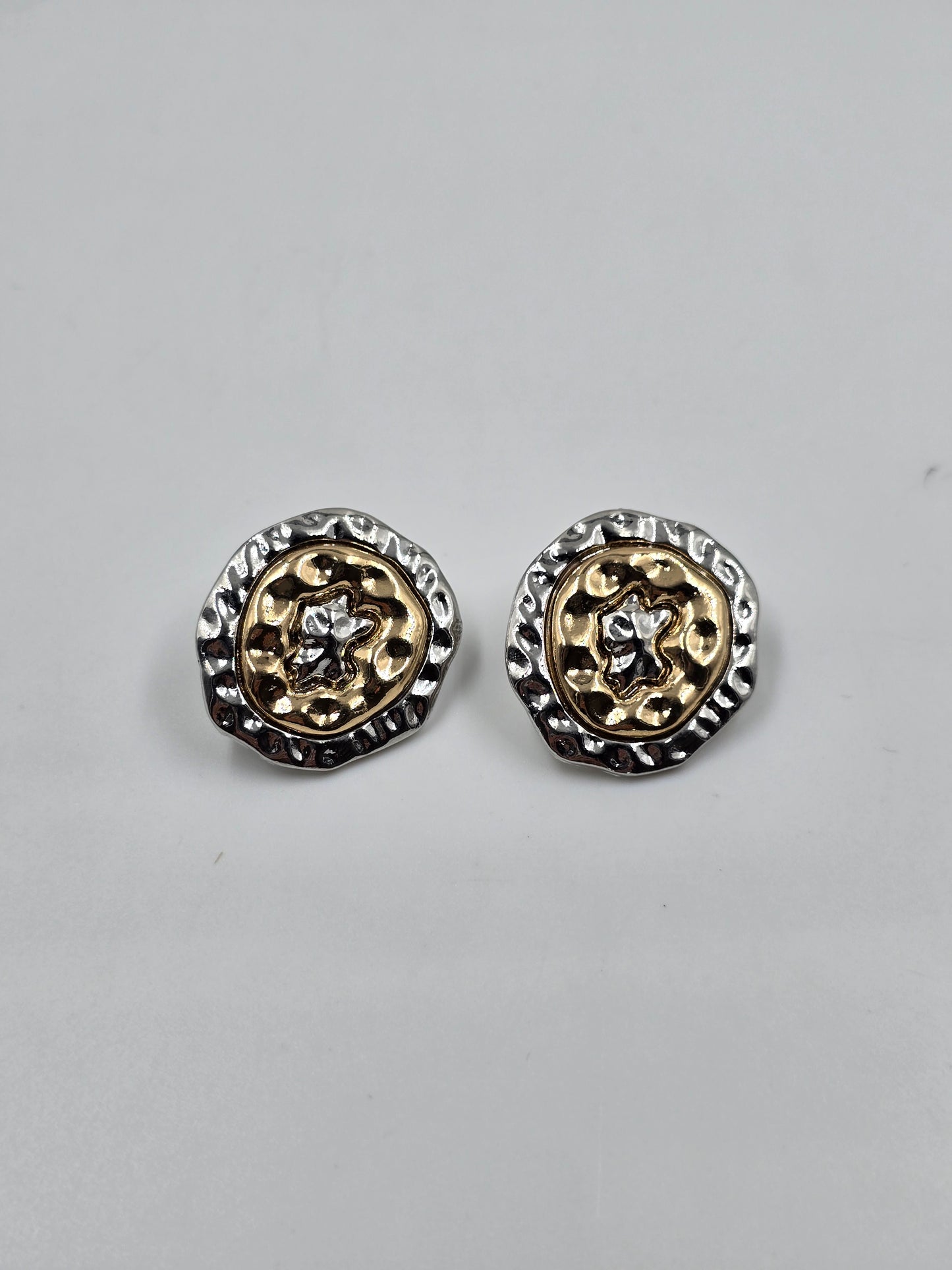 Silver and Gold Round Earrings