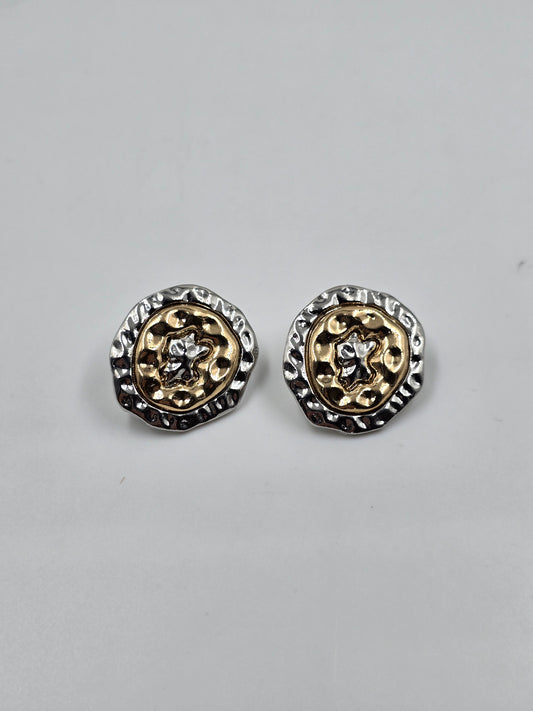 Silver and Gold Round Earrings