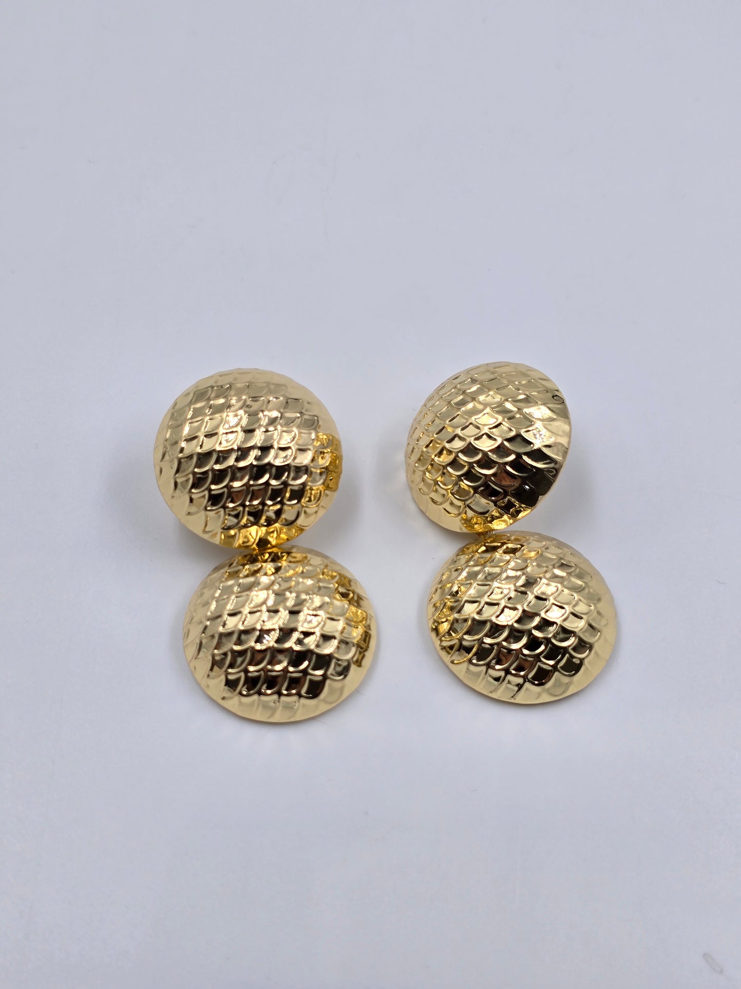 Gold Spherical Earrings with Textured Surface