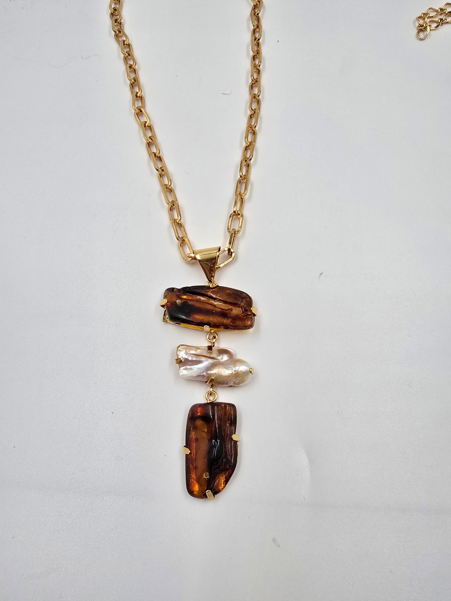 O - Natural Amber Stone Necklace