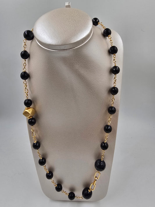 O - Natural Black Stone Necklace
