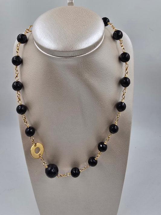 O - Natural Black Stone Necklace
