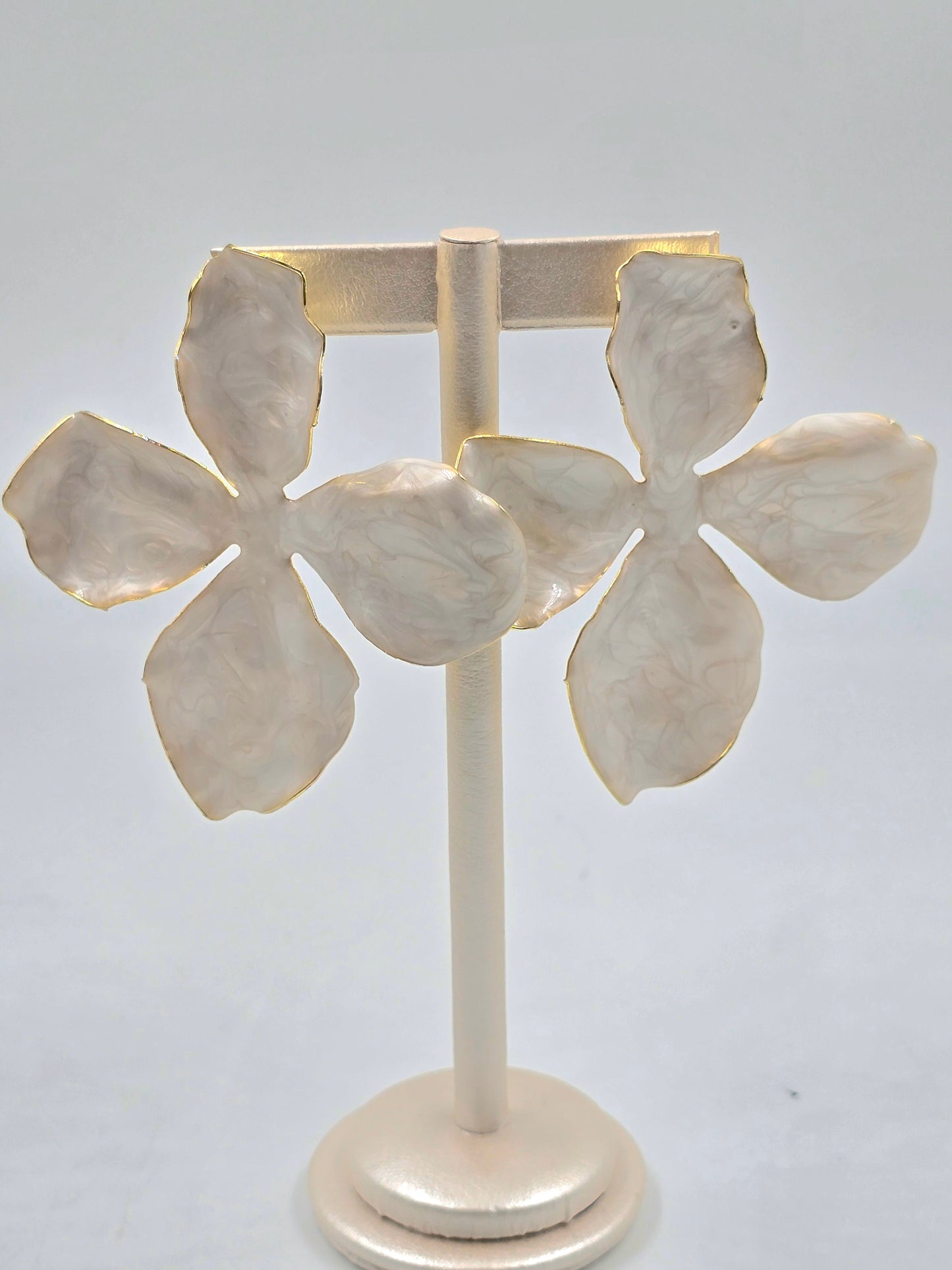 C - Large White Flower Earring