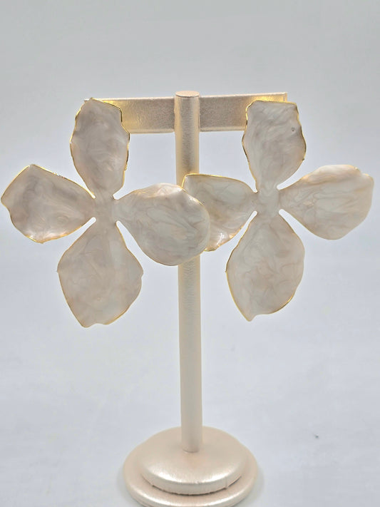 C - Large White Flower Earring