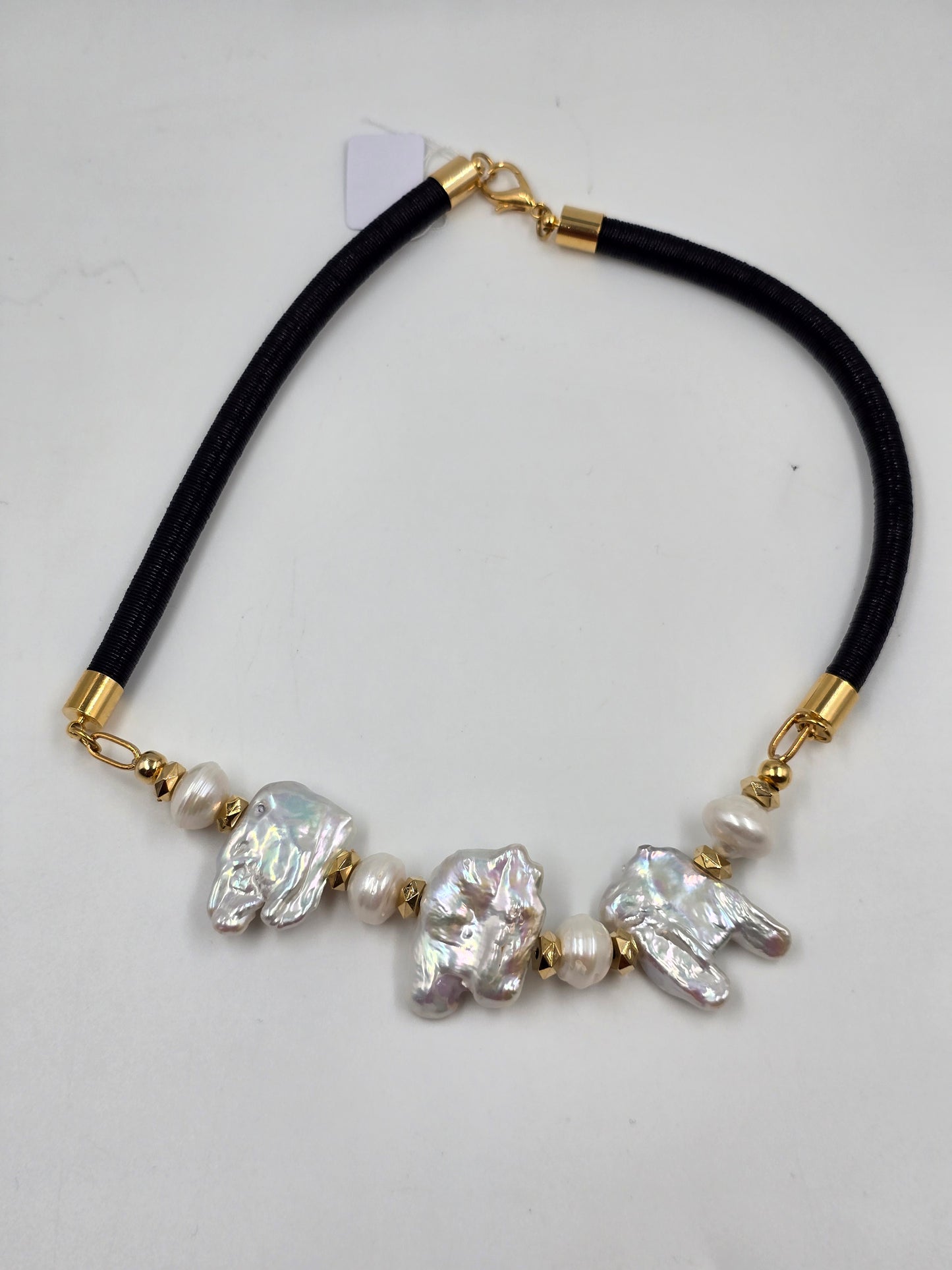 O - Statement Black & Pearl Necklace