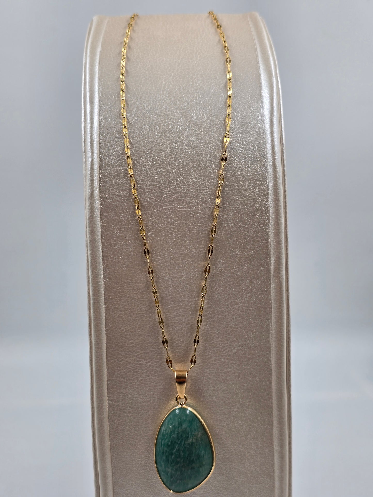 N - Stainless Steel Necklace with Oval Pendant