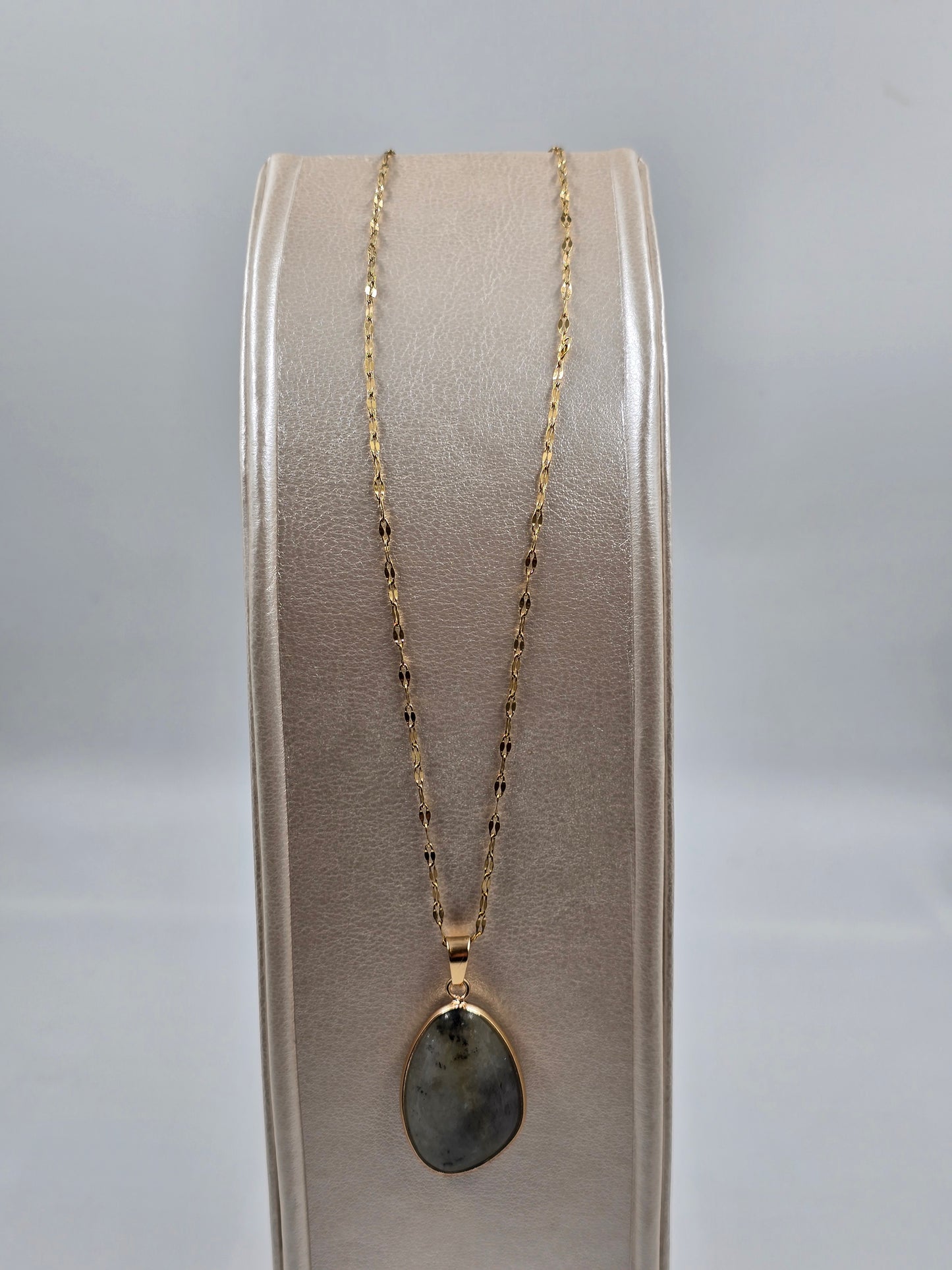 N - Stainless Steel Necklace with Oval Pendant