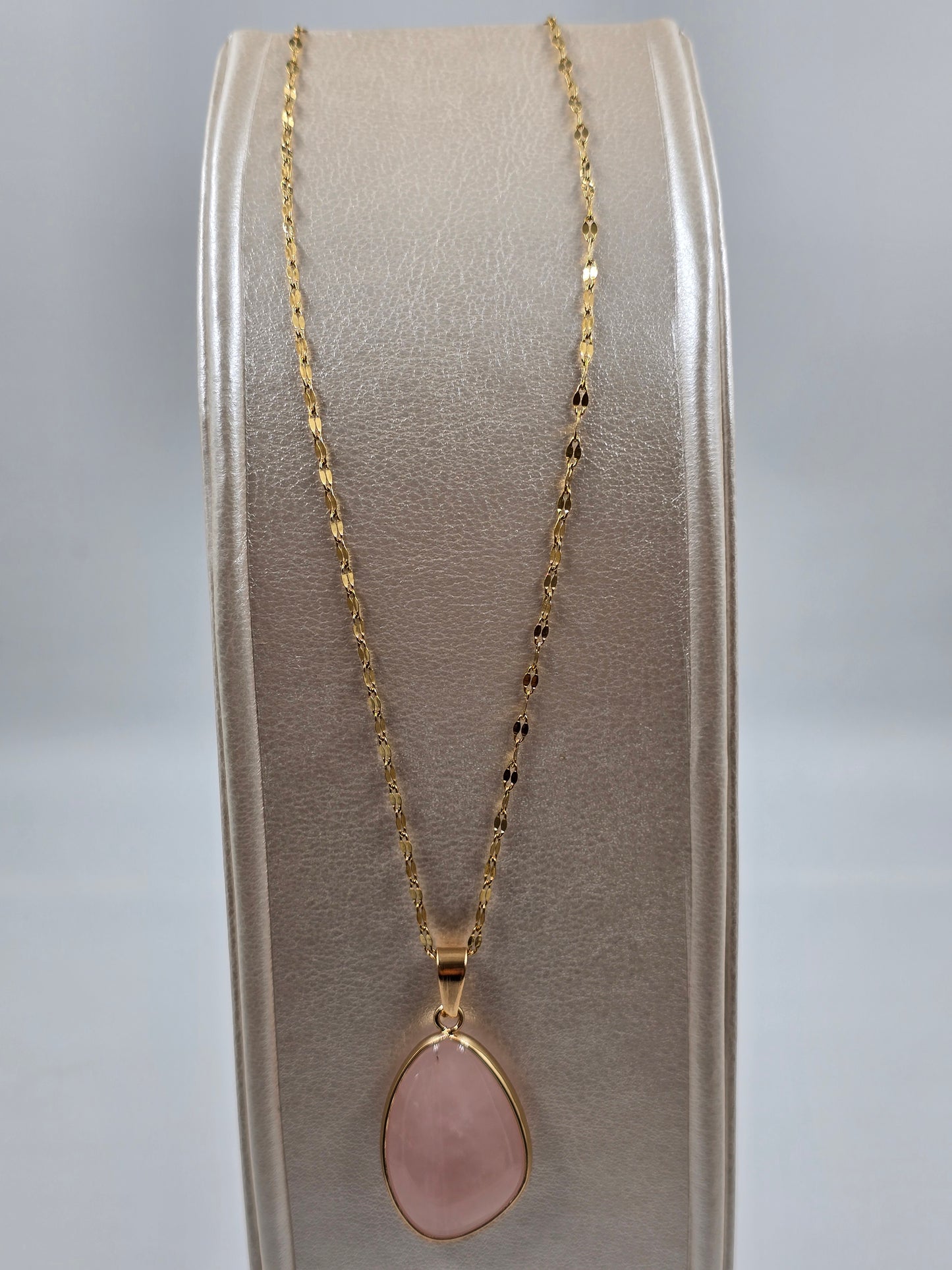 N - Stainless Steel Necklace with Oval Pendant