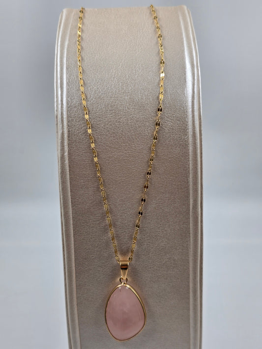 N - Stainless Steel Necklace with Oval Pendant