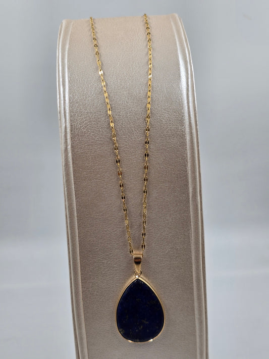 N - Stainless Steel Necklace with Navy Pendant