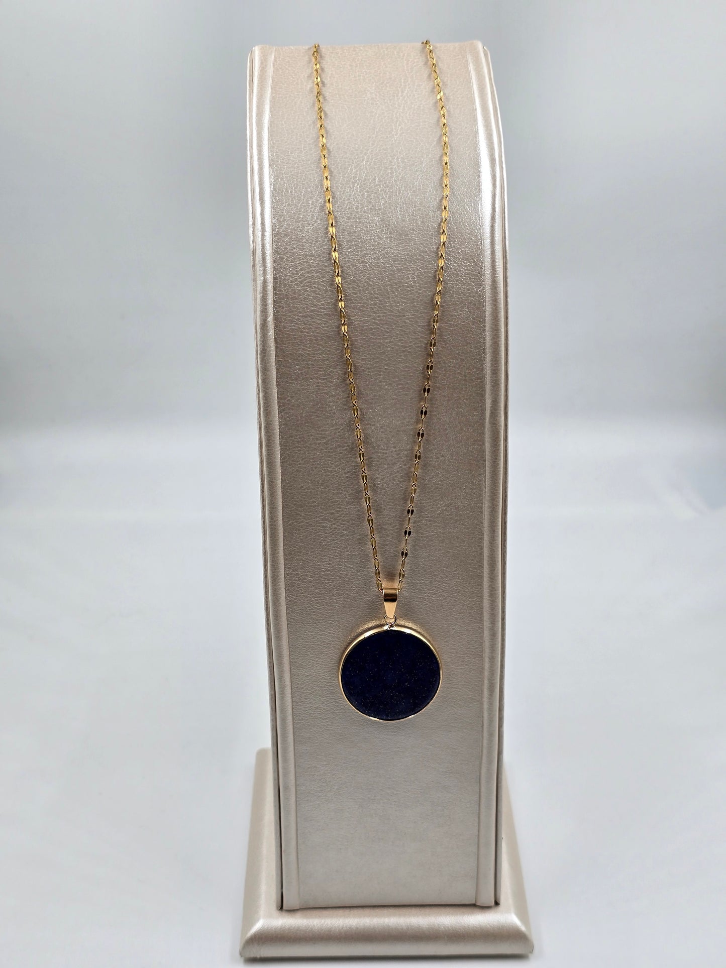 N - Stainless Steel Necklace with Navy Pendant