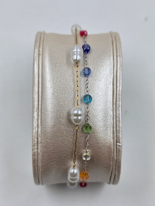 N - Stainless Steel Double Charms Bracelet