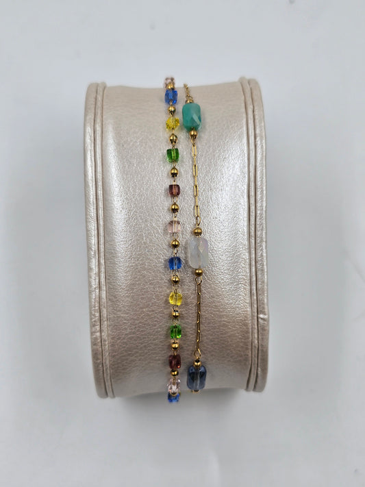N - Stainless Steel Double Charms Bracelet