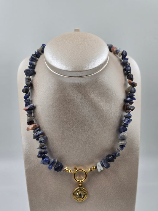 N - Natural Stone Necklace with Stars Pendant