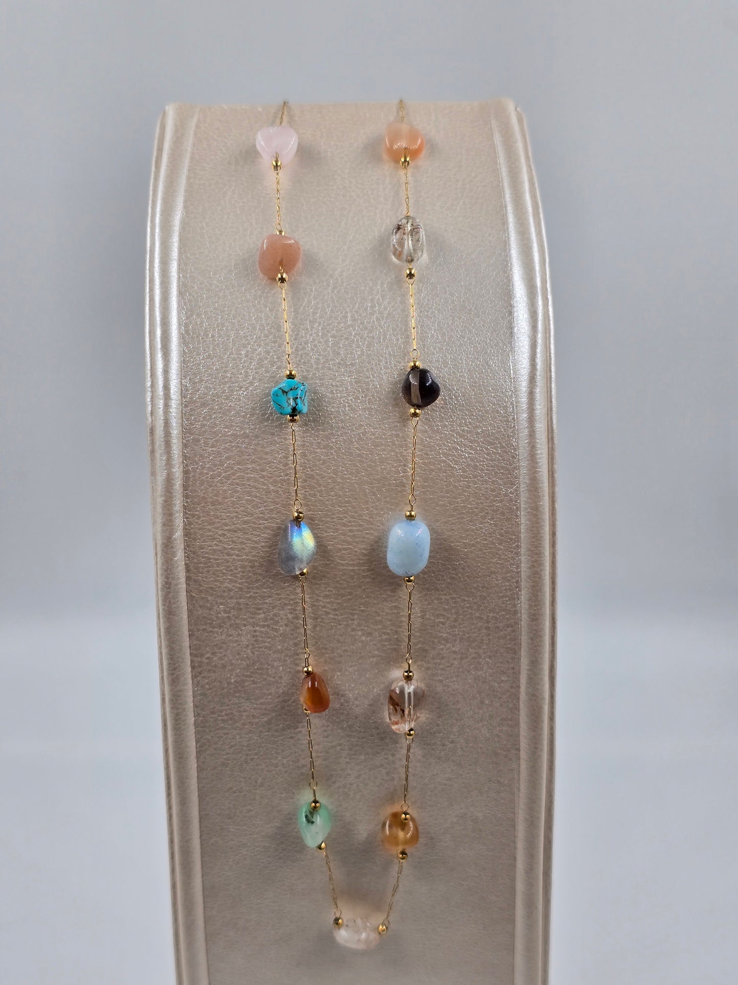 O - Stainless Steel Natural Stone Necklace