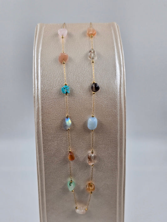 O - Stainless Steel Natural Stone Necklace