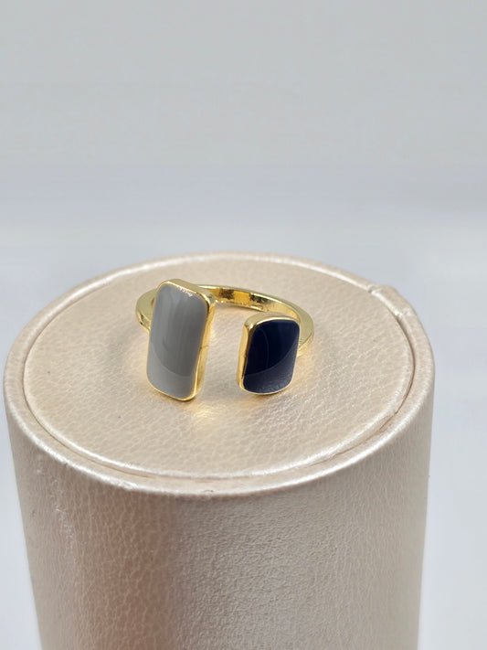 N - Blue and Gray Ring