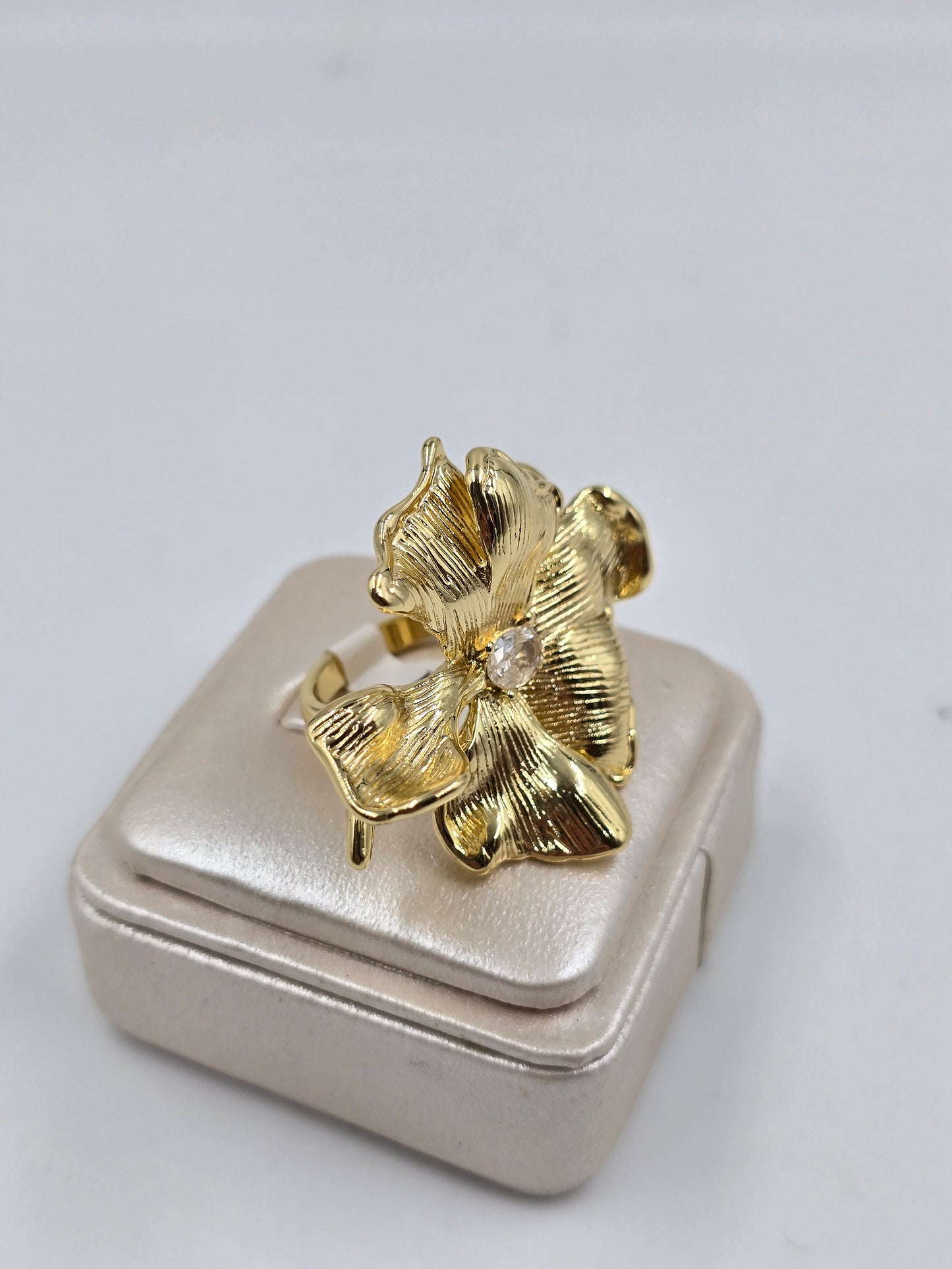 C - Golden Flower With Diamond Ring