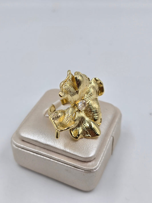 C - Golden Flower With Diamond Ring