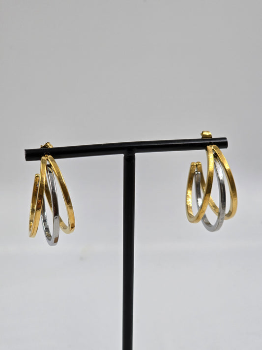 A - Two-Tone Double Hoop Earrings