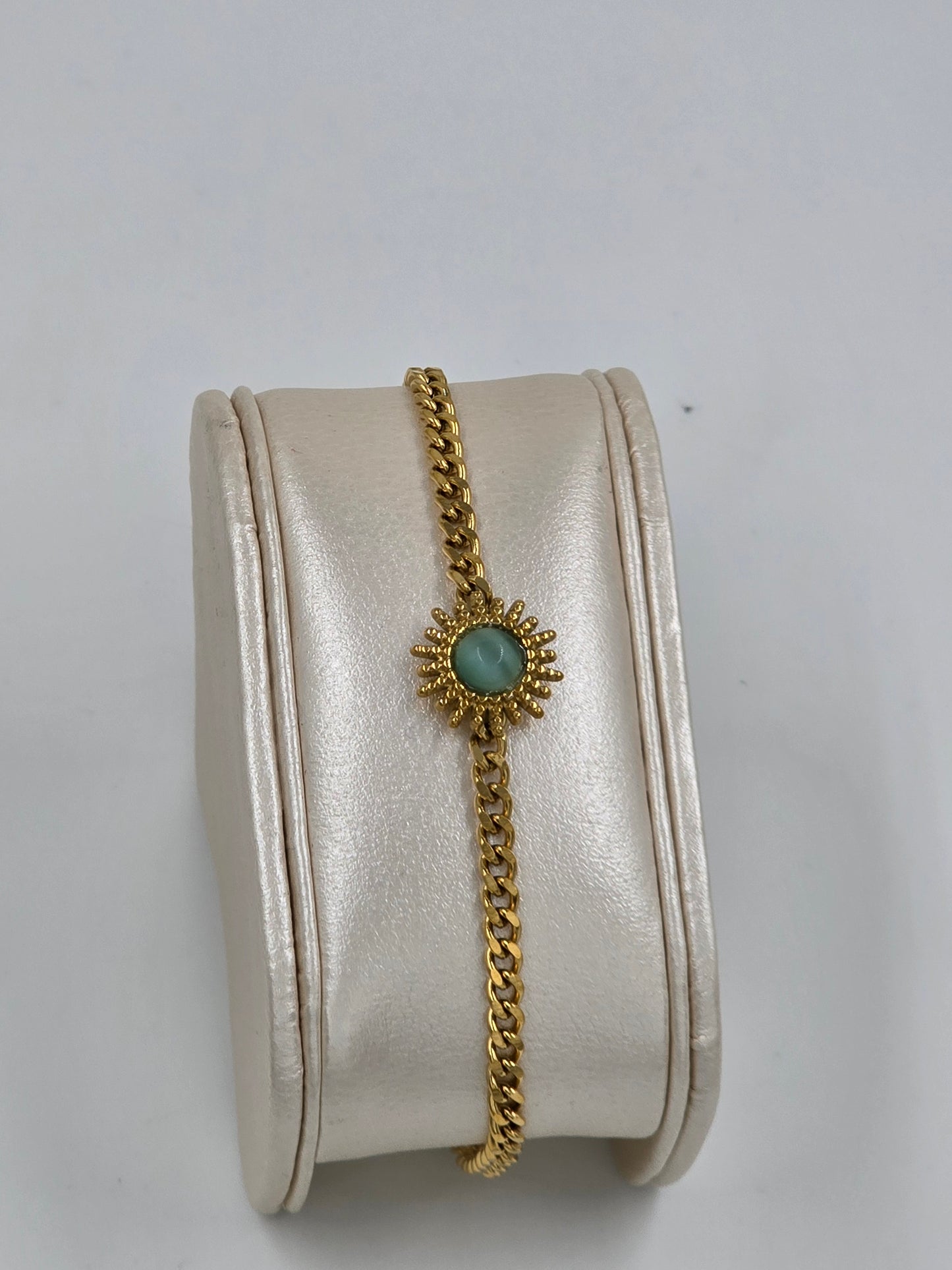 A - Stainless Steel Sun with Natural Stone Bracelet