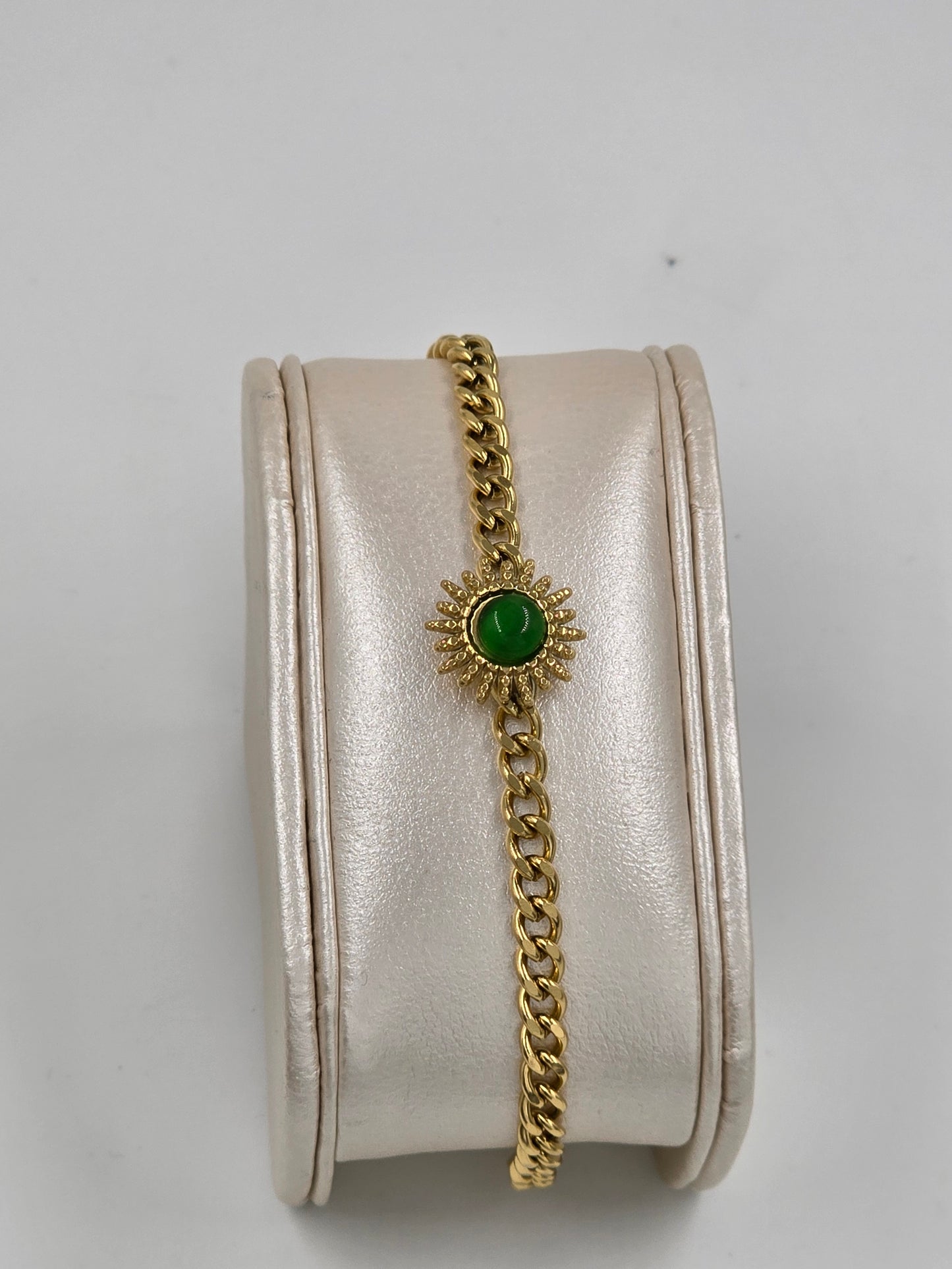 A - Stainless Steel Sun with Natural Stone Bracelet