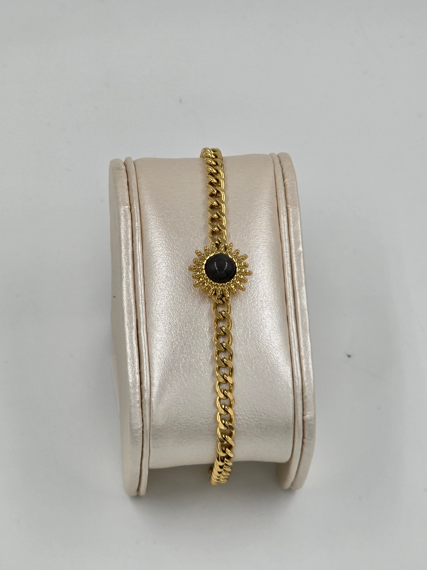 A - Stainless Steel Sun with Natural Stone Bracelet