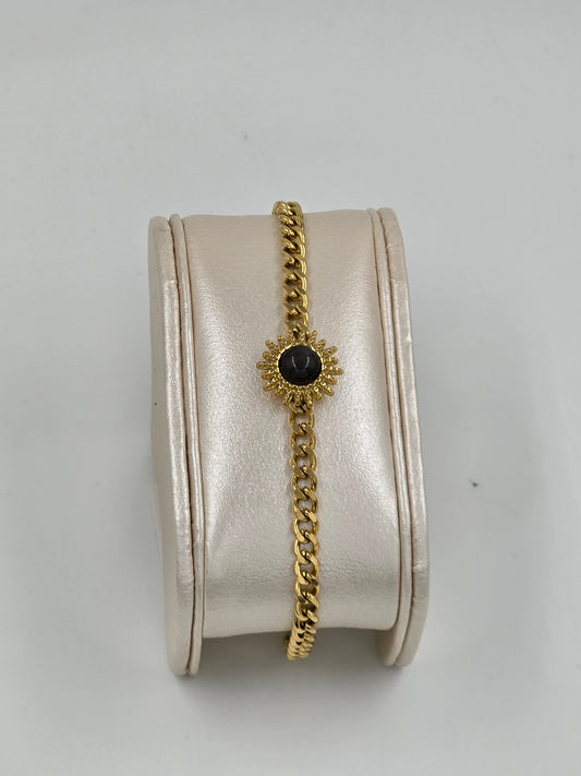 A - Stainless Steel Sun with Natural Stone Bracelet
