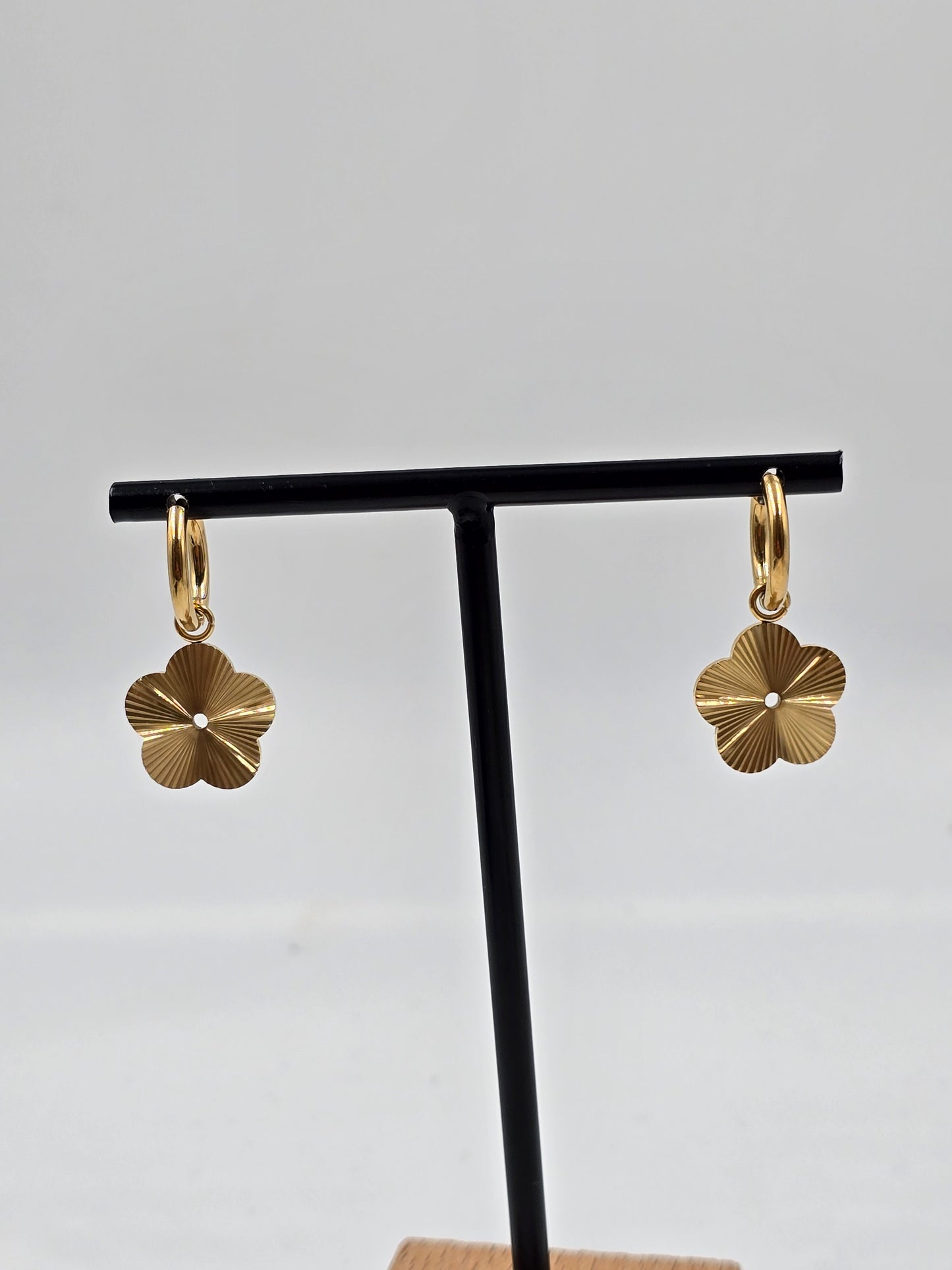 A - Flower Charm Hoop Earrings