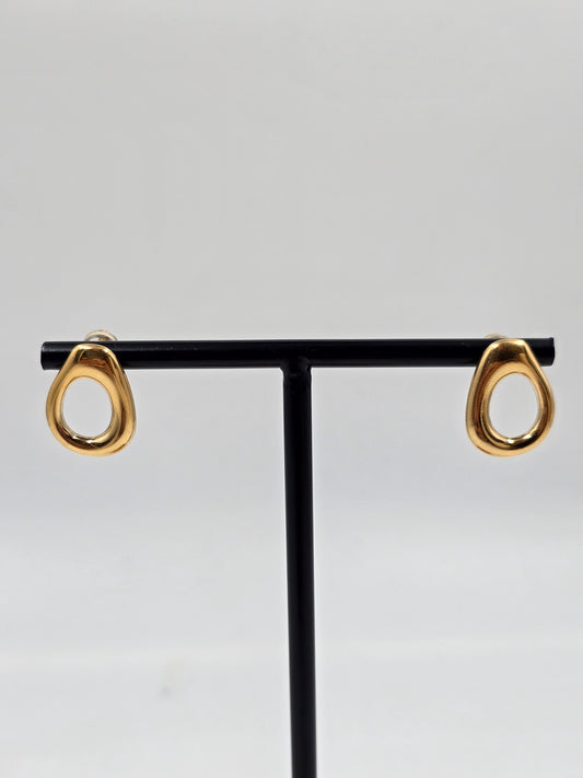 A - Stainless Steel Oval Earrings