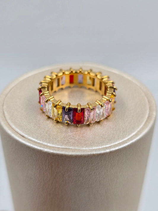 A - Golden Color Rhinestones Ring