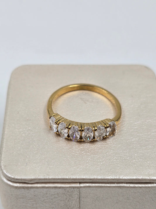 A - Golden Oval Stone Ring Stainless Steel