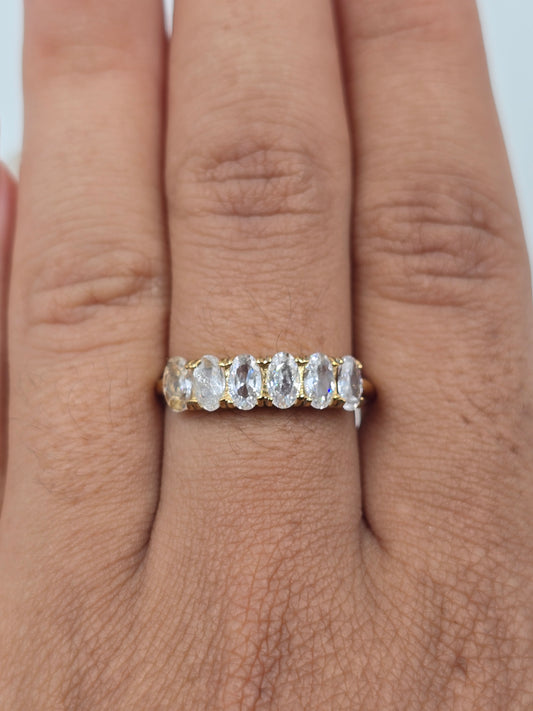 A - Golden Oval Stone Ring Stainless Steel