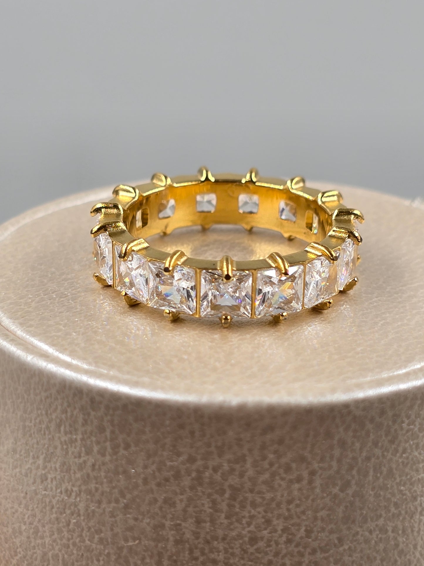 A - Golden Rhinestone Ring Stainless Steel