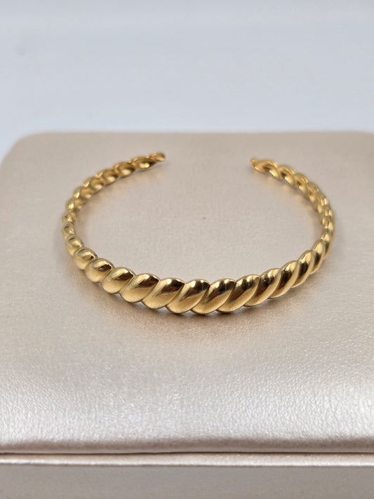 A - Golden Croissant Bangle Bracelet Stainless Steel