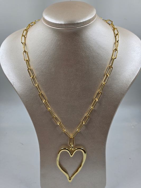 O - Big Golden Heart Necklace