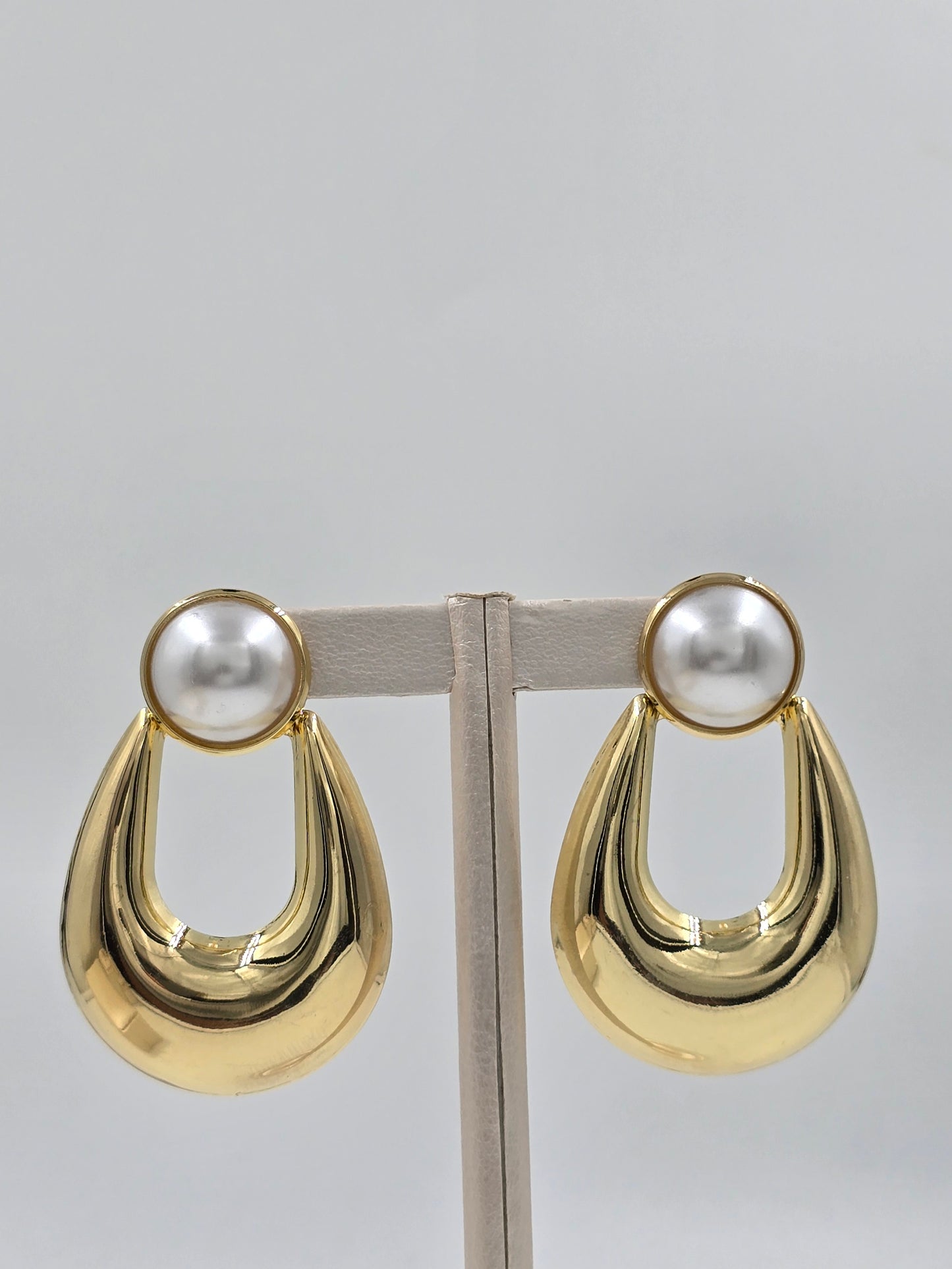 O - Gold and Pearl Earrings