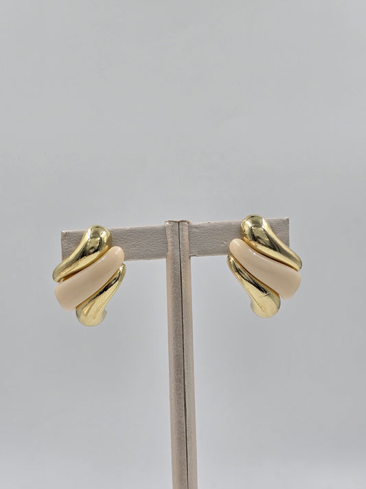 O - Gold Earring with white accent