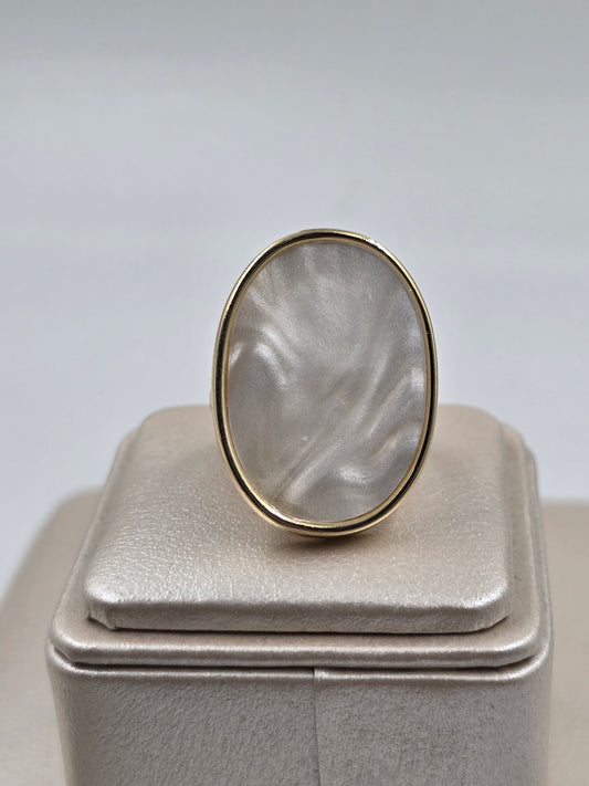 O - White Marble Ring