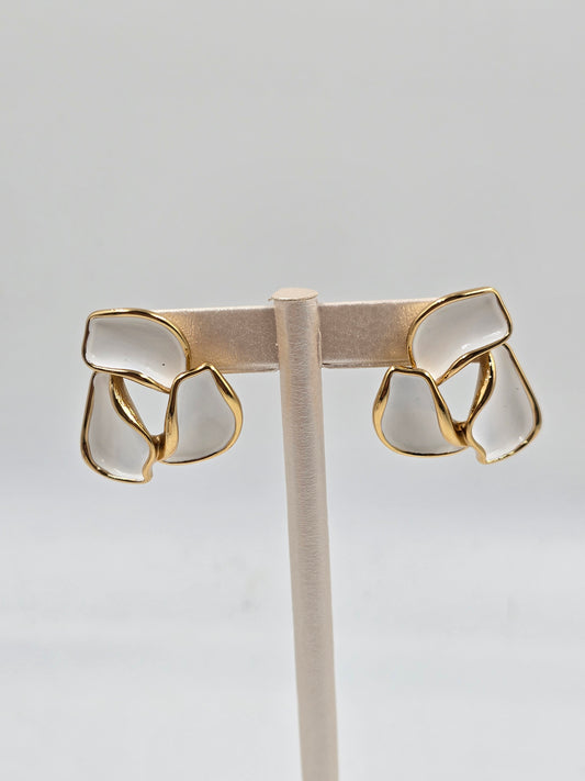 N- White and Gold Studs Stainless Steel Earing