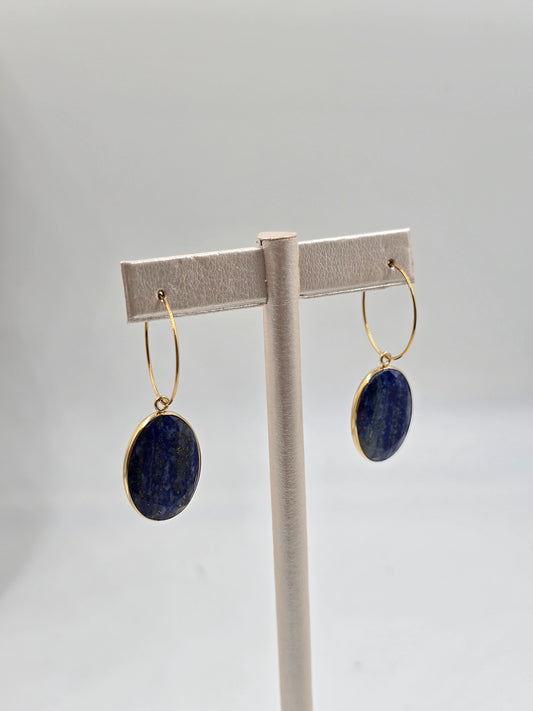 N- Natural Stone Stainless Steel Drop Earrings